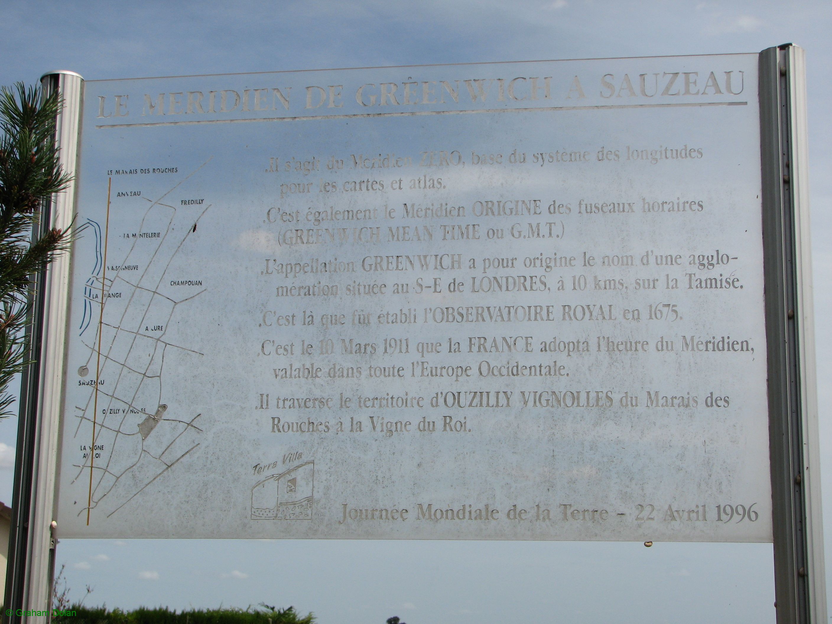 Greenwich Meridian Marker; France; Poitou-Charentes; Sauzeau